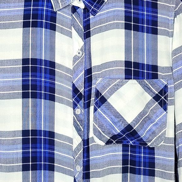 KENNETH COLE REACTION Blue Plaid Long Sleeve Button Up Collared Shirt size M - Picture 6 of 13